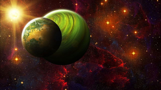 Green planet bright star space free wallpaper for desktop - medium preview image