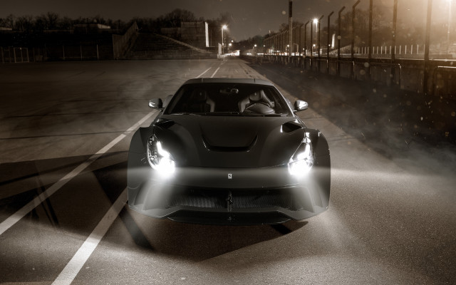 Car fog night headlights photorealism free wallpaper for desktop - medium preview image