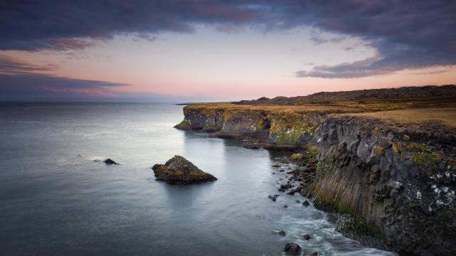 Lake cliff water clouds beach free wallpaper for desktop - medium preview image