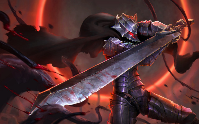 Demonic knight blood sword fire free wallpaper for desktop - medium preview image