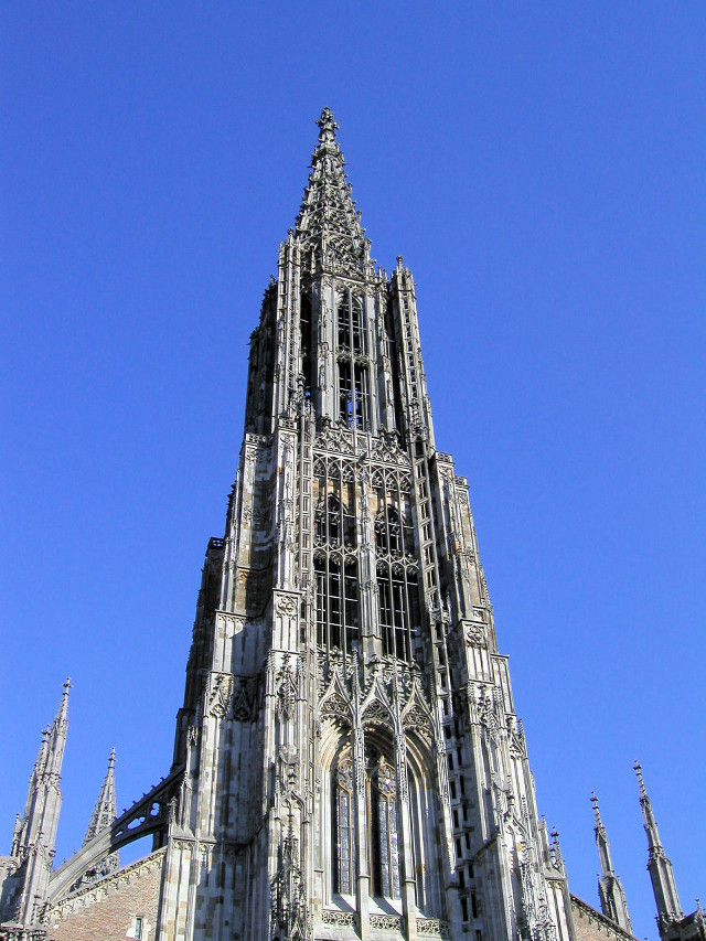 Large cathedral clock tower blue free wallpaper for mobile - medium preview image