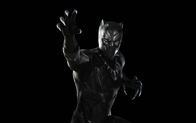 Black panther gesture portrait monochrome free wallpaper for desktop - medium preview image