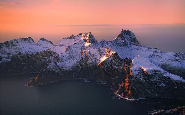 Mountain lake sunset pink sky #6 free wallpaper for desktop - medium preview image