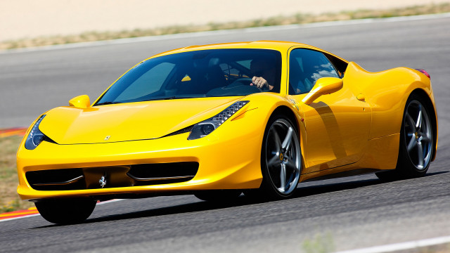 Yellow sports car driving race free wallpaper for desktop - medium preview image