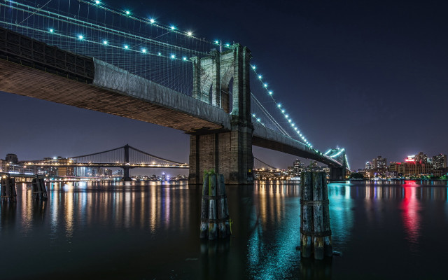 Bridge water lights night cityscape #3 free wallpaper for desktop - medium preview image