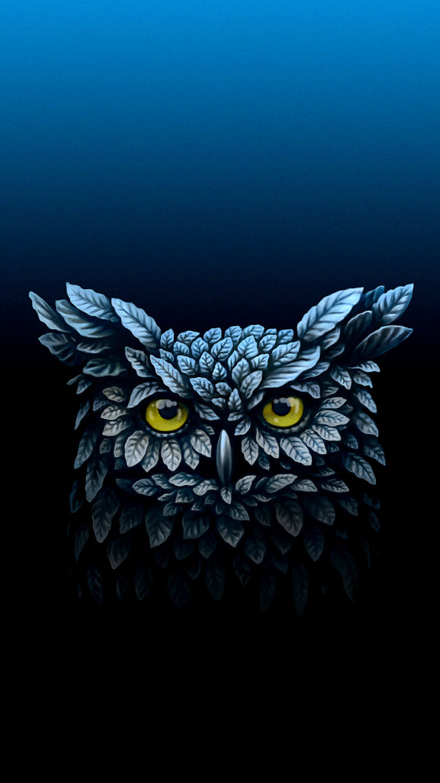 Owl yellow eyes night sky free wallpaper for mobile - medium preview image