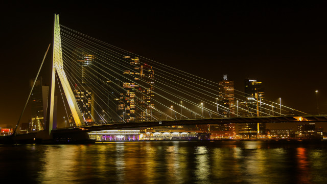Bridge cityscape night lights ferris free wallpaper for desktop - medium preview image