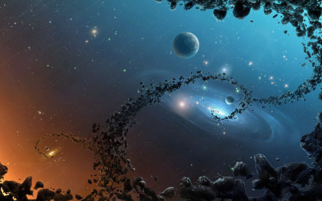 Planets blue sky stars dust free wallpaper for desktop - medium preview image