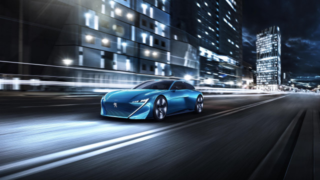 Blue sports car city night #3 free wallpaper for desktop - medium preview image