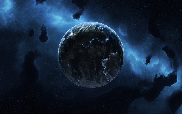 Space station blue planet night free wallpaper for desktop - medium preview image