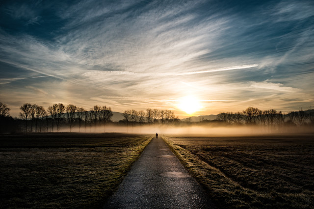 Sunset foggy path field bernd free wallpaper for desktop - medium preview image