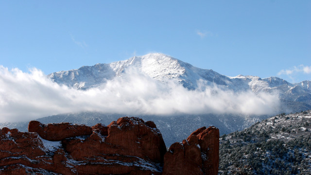 Mountain range snow peak clouds free wallpaper for desktop - medium preview image