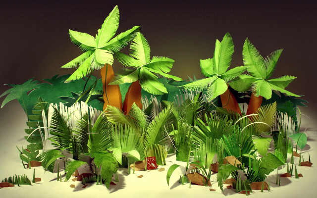 Jungle plants bamboo butterflies leaves free wallpaper for desktop - medium preview image