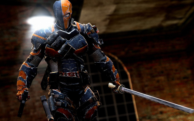 Man suit sword brick room free wallpaper for desktop - medium preview image