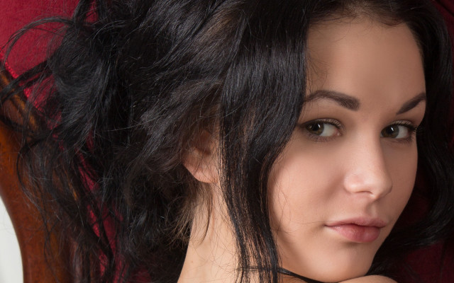 Woman long hair pose black free wallpaper for desktop - medium preview image