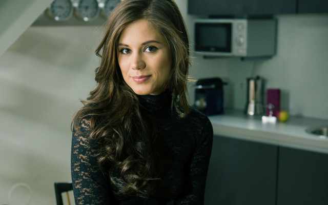 Woman black dress kitchen microwave free wallpaper for desktop - medium preview image