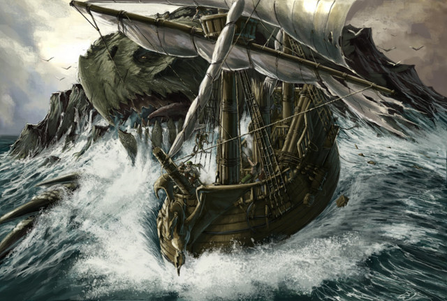 Ship ocean giant bird back free wallpaper for desktop - medium preview image