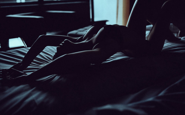 Woman laptop bed window dark free wallpaper for desktop - medium preview image