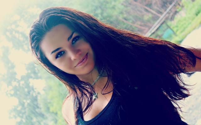 Woman long hair window trees #3 free wallpaper for desktop - medium preview image