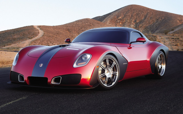 Red sports car mountain night free wallpaper for desktop - medium preview image