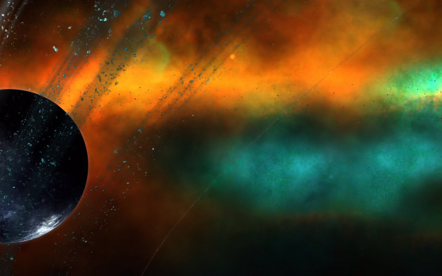 Black hole green orange blue free wallpaper for desktop - medium preview image