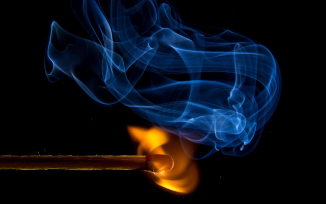 Matchstick blue smoke lit dark free wallpaper for desktop - medium preview image