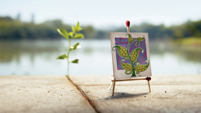 Easel plant lake beach sky free wallpaper for desktop - medium preview image
