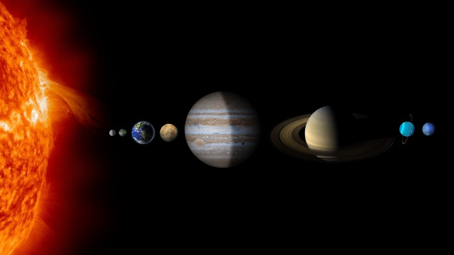 Solar system eight planets red free wallpaper for desktop - medium preview image