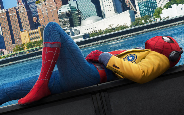 Spiderman yellowjacket rooftop cityscape tokyo free wallpaper for desktop - medium preview image