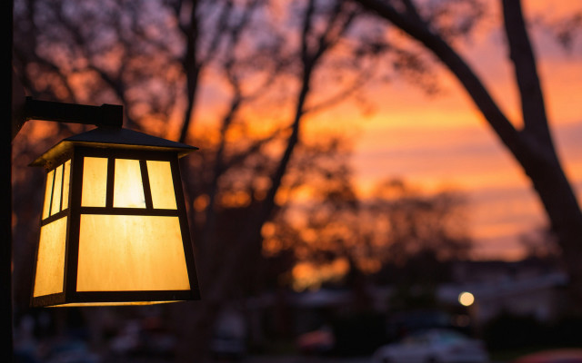 Lamp post sunset trees cars free wallpaper for desktop - medium preview image