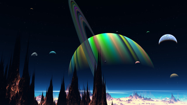 Planet ring saturn star foreground free wallpaper for desktop - medium preview image
