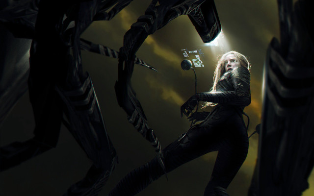 Woman alien monster microphone blackout free wallpaper for desktop - medium preview image