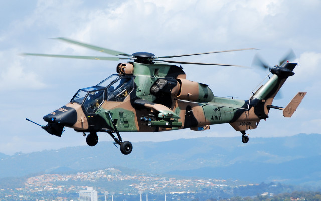Military helicopter city hill clouds free wallpaper for desktop - medium preview image