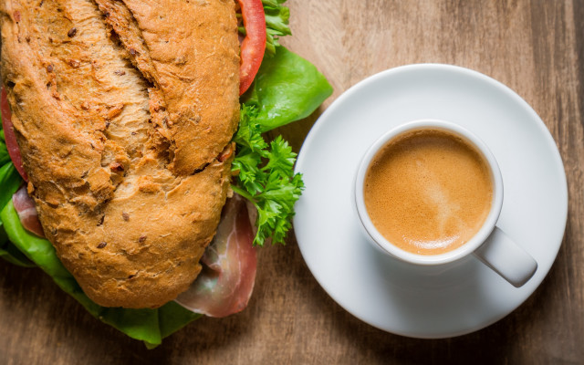 Sandwich coffee wooden table white free wallpaper for desktop - medium preview image