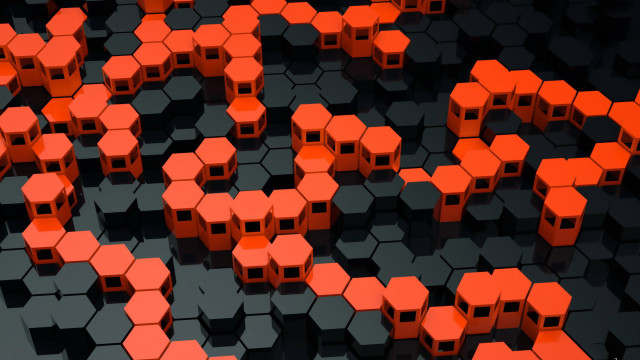 Orange cubes black surface redshift free wallpaper for desktop - medium preview image