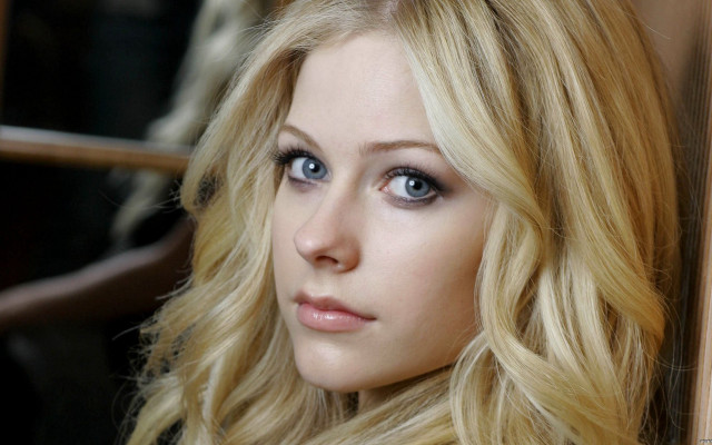 Blonde blueeyes serious photorealistic portrait free wallpaper for desktop - medium preview image