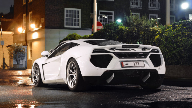 White sports car night cityscape #5 free wallpaper for desktop - medium preview image