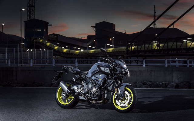 Motorcycle parking lot city night free wallpaper for desktop - medium preview image