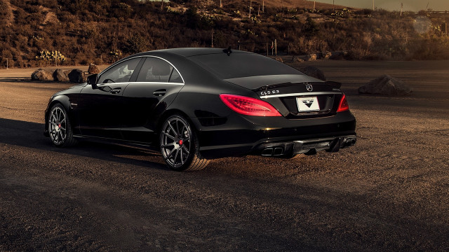 Black mercedes cls desert mountain free wallpaper for desktop - medium preview image