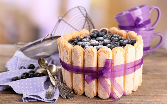 Blueberry cake basket purple ribbon #2 free wallpaper for desktop - medium preview image