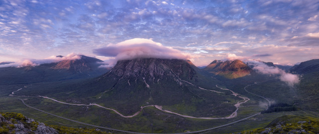 Mountain road river clouds sky free wallpaper for desktop - medium preview image