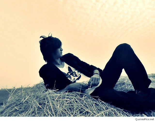 Man laying hay pile sky free wallpaper for desktop - medium preview image