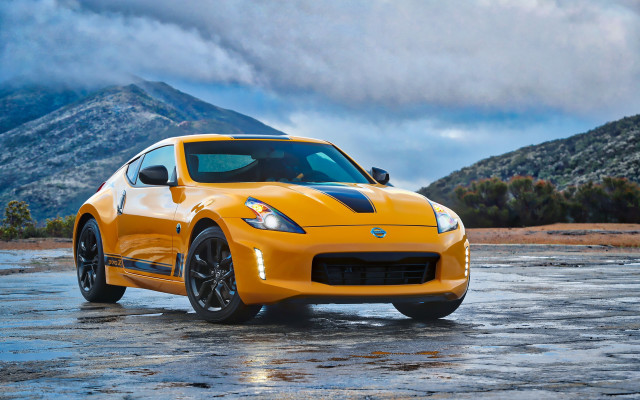 Yellow sports car mountains clouds #3 free wallpaper for desktop - medium preview image