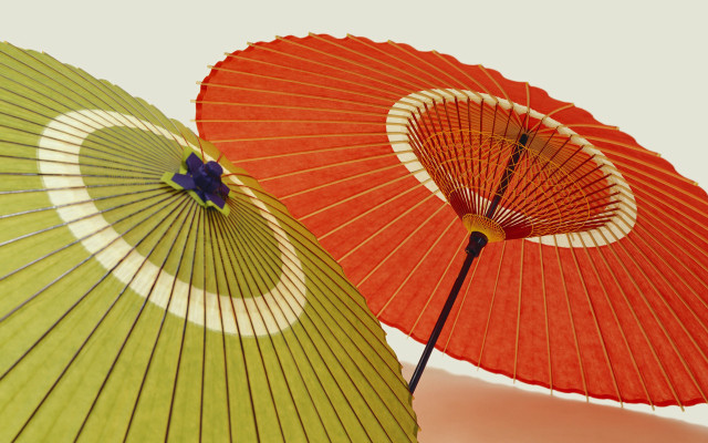 Orange green umbrellas upside down free wallpaper for desktop - medium preview image