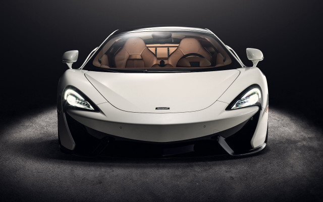 White sports car brown leather free wallpaper for desktop - medium preview image