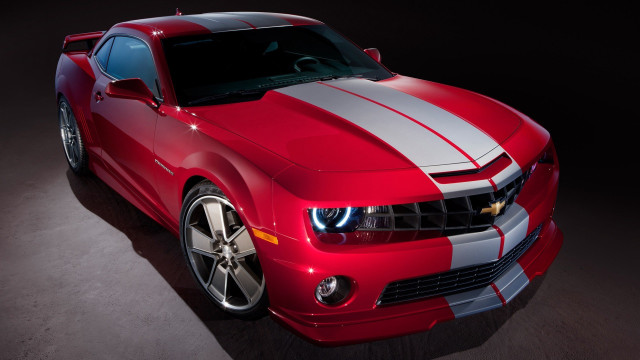 Chevrolet camaro red white spotlight free wallpaper for desktop - medium preview image