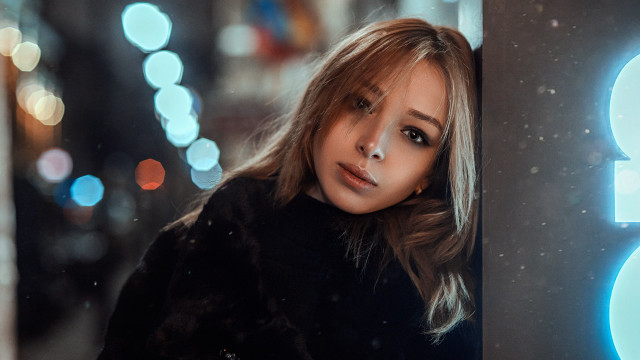 Neon wall portrait moon galaxy free wallpaper for desktop - medium preview image