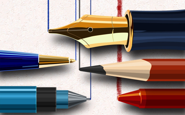 Colored pencils hanging red line free wallpaper for desktop - medium preview image