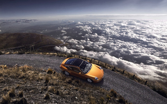 Car clouds mountains ocean planet free wallpaper for desktop - medium preview image