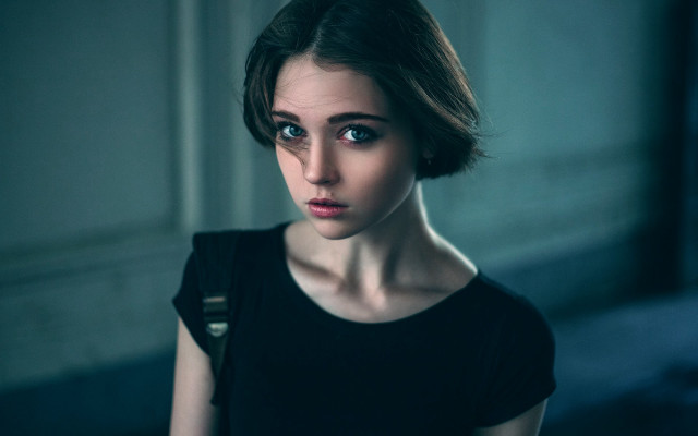 Gothic portrait asian blackhair blueeyes free wallpaper for desktop - medium preview image